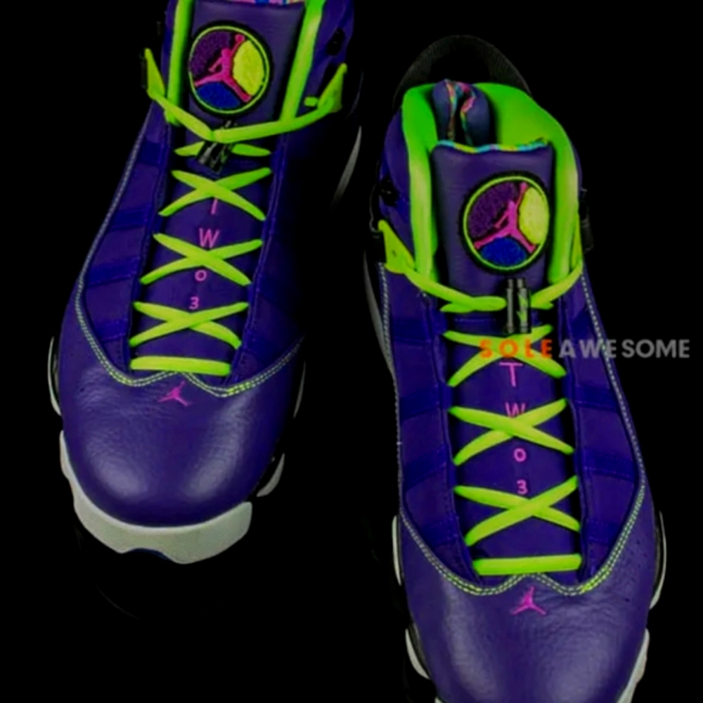 JORDAN, "6 Rings" Bel-Air Purple & Green Size 7